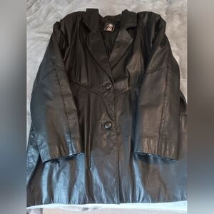Stylish black leather vintage  jacket